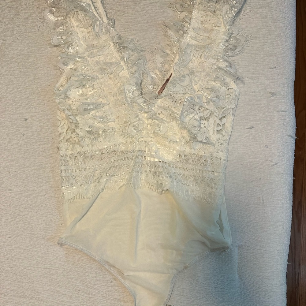 V Neck Lace Bodysuit